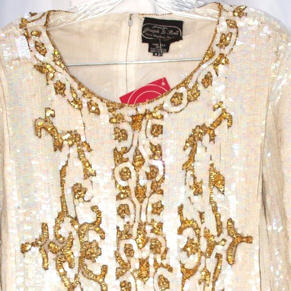 Jean for Joseph le Bon Sequence/Beaded Top NWT – Ivory and Gold - Picture 2 of 6